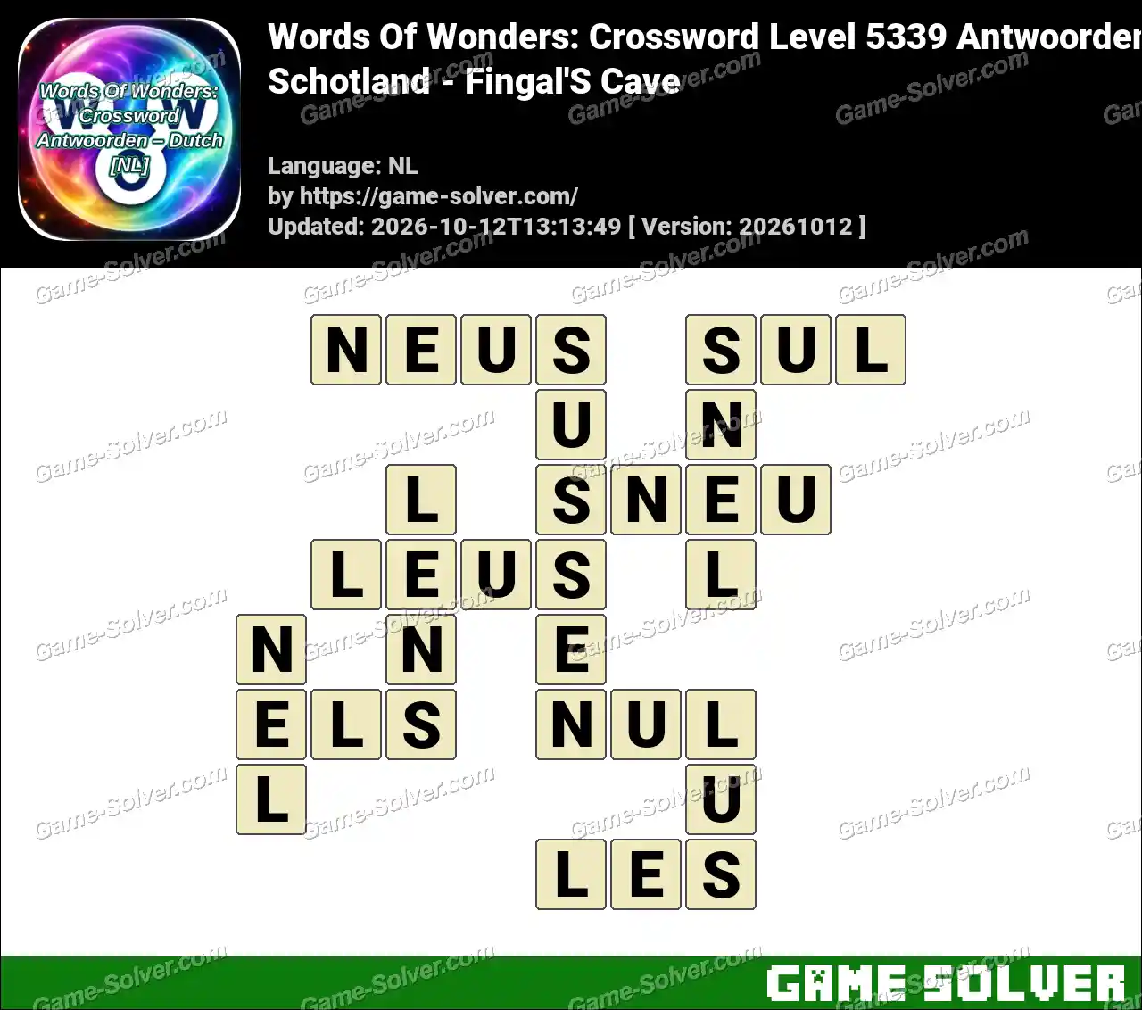 Words Of Wonders: Crossword Level 5339 Antwoorden – Schotland – Fingal’S Cave
